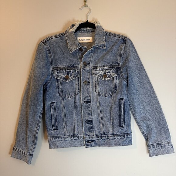 NEW Reformation Vintage Wash Blue Jean Denim Jacket Size XS $218 [jb] - Picture 5 of 6